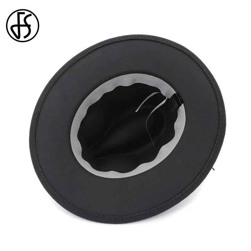 FS желтая черная фетровая шляпа для женщин с широкими полями шерсть Панама зимняя