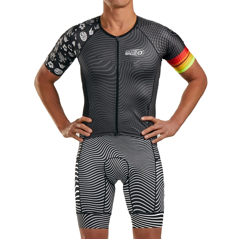 

Mpc Speed Short sleeve Men Cycling Skinsuit Trisuit Triathlon Summer Tri Aero Cycling Jersey Ciclismo Bike Clothing Swim Run set