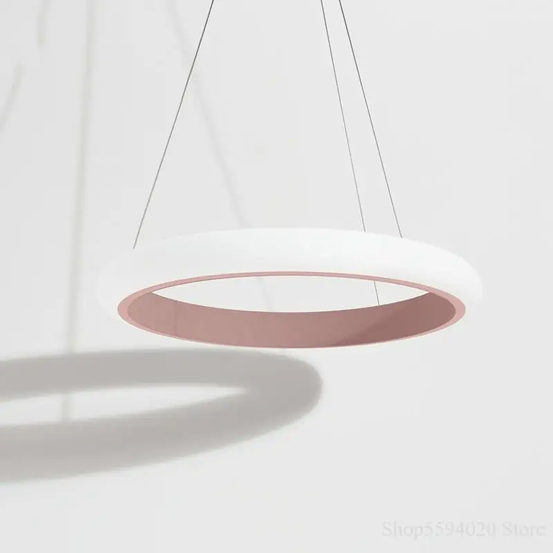 Простая кольцевая люстра Macaroon для гостиной ресторана подвесной светильник