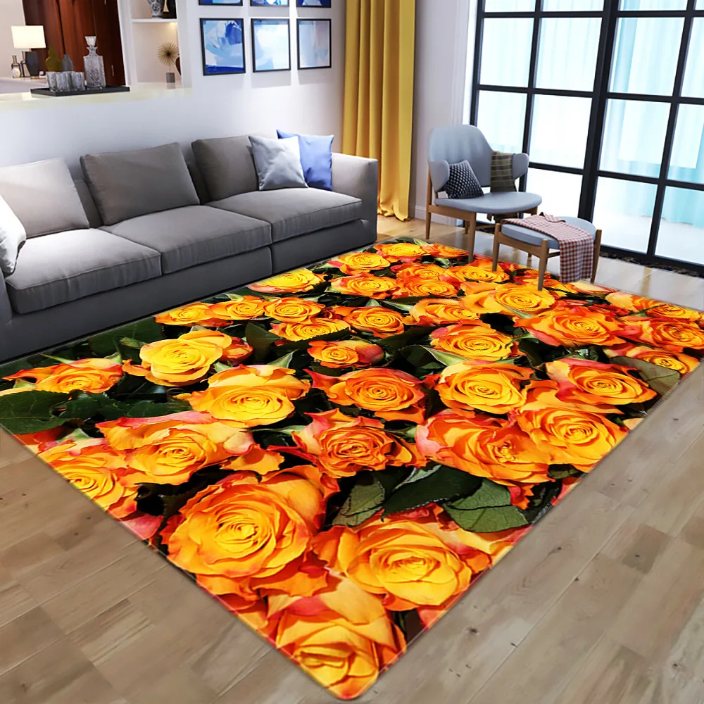 

3D Rose Flowers Series Print Carpet Romantic Valentine's Day Lovers Bedroom Area Rugs Home Decor Carpets for Living room bedroom