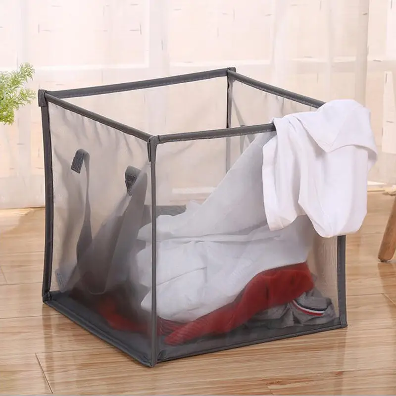 

1/2 Grids Collapsible Foldable Laundry Basket Organizer For Dirty Clothes Laundry Hamper Large Sorter Folding Basket Household