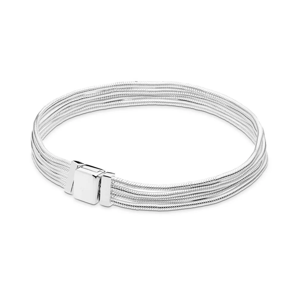 

100% 925 Sterling Silver Reflexions Multi Snake Chain Bracelet Fit Women Original Fashion Charms DIY Jewelry Gift Bijoux Femme