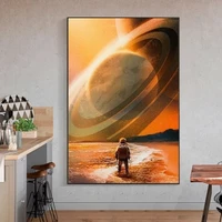 space rose astronaut canvas painting walk on the moon universe eploration poster and prints wall art picture for living room