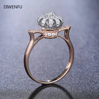 14k rose gold rings for women 2021 fashion rotate crown jewelry pure bizuteria zircon gemstone anillos de wedding rings luxury