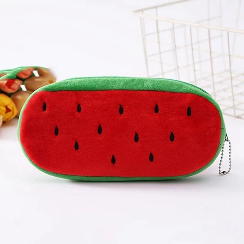 watermelon Плюшевый чехол-карандаш с единорогом для мальчиков и девочек, школьная Милая Большая вместительная сумочка на молнии, сумочка для ручек и карандашей, школьные принадлежности, канцелярские принадлежности, подарок - Цвет: watermelon