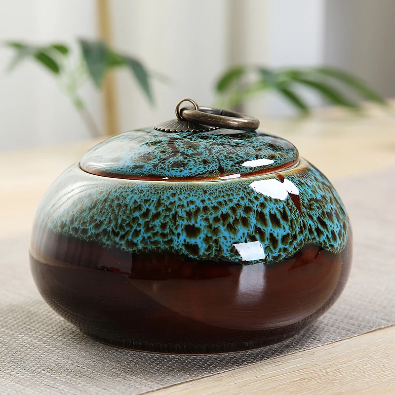 yaobianlanse Porcelain Tea Box Kithen Storage Bottles Food Stash Jar Airtight Smell Proof Container Tea Coffee Storage Tank Small Tea Jar - Цвет: yaobianlanse