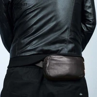 new fashion waist packs men genuine leather chest bags top handmade small messenger crossbody bag mini travel phone bag lovers