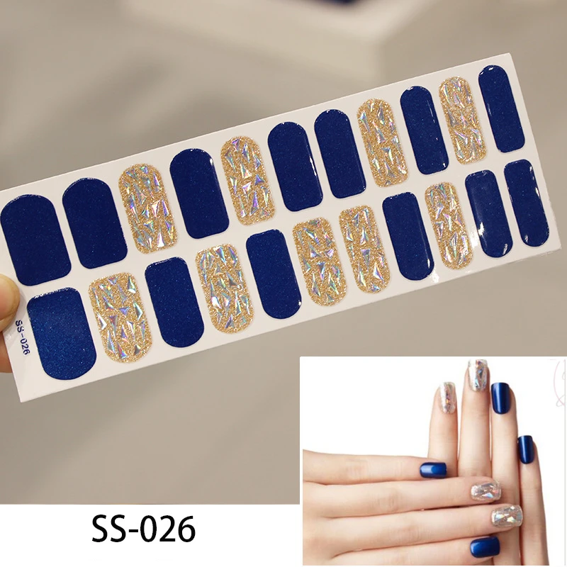 

Recuerdame 22tips Nail Art Adhesive Sticker DIY Manicure Snowflake Shiny Sequins Nail Polish Strips Wraps Accessories Wholesale