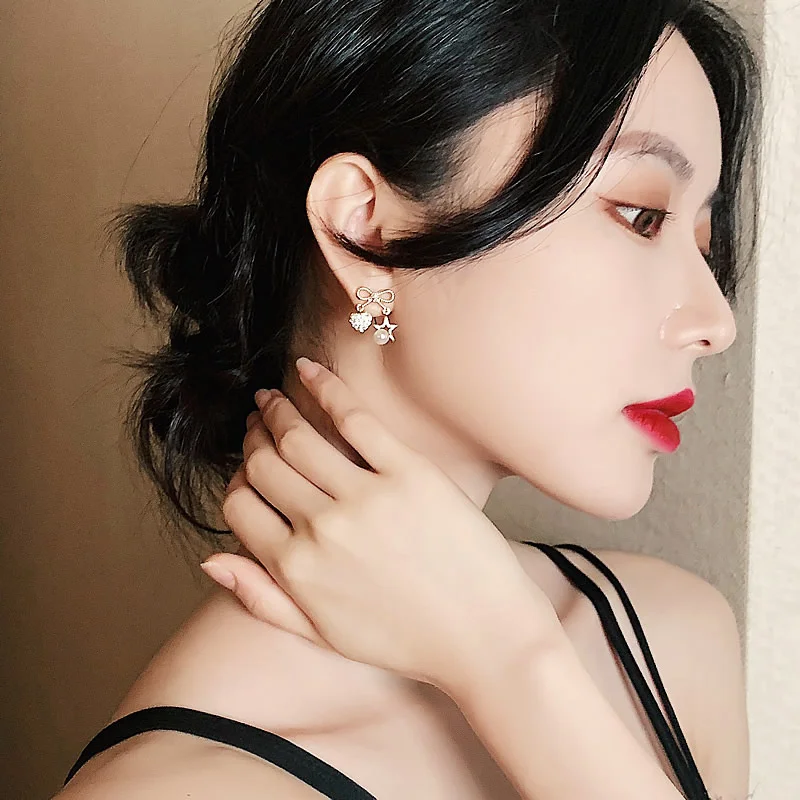 

S925 Needles Flower Pearls Crystal Earrings Ear Studs Summer Geometric Earring Creative Fashion for Women 2021 Trendy Jewlery