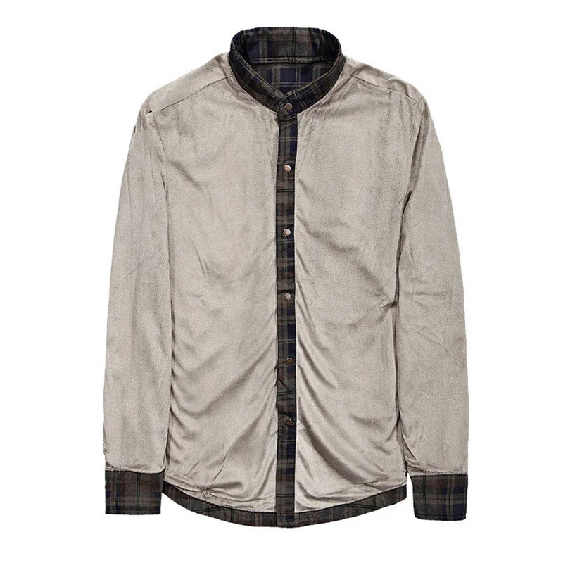 Мужская зимняя куртка из вельвета и хлопка рубашка с длинными рукавами флиса