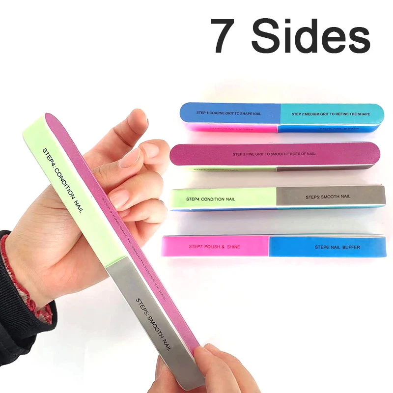 Пилки для ногтей с семи Сторон Полировальный Инструмент профессиональная пилка