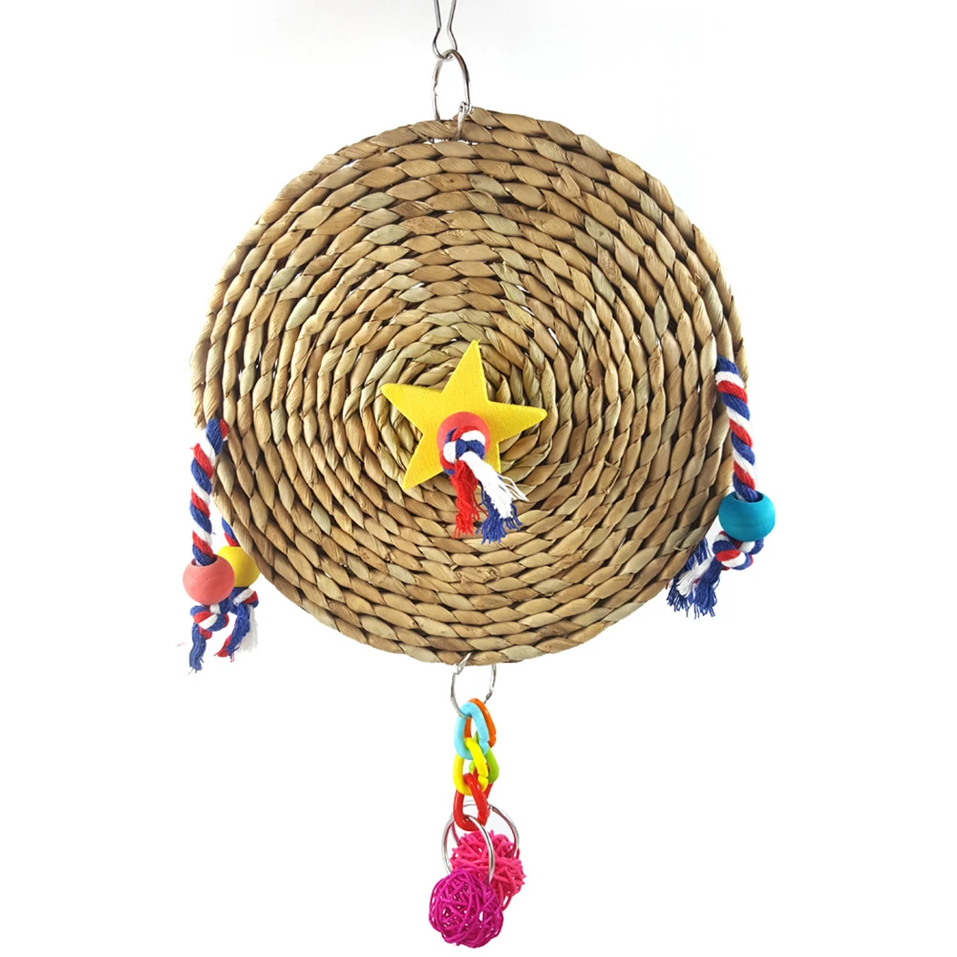 

Parrot Chewing Toy Creative Round Grass Woven Hanging Bird Chew Toy Parrot Rattan Ball Pet Parrot Toy Bird Bites Toy Supplies