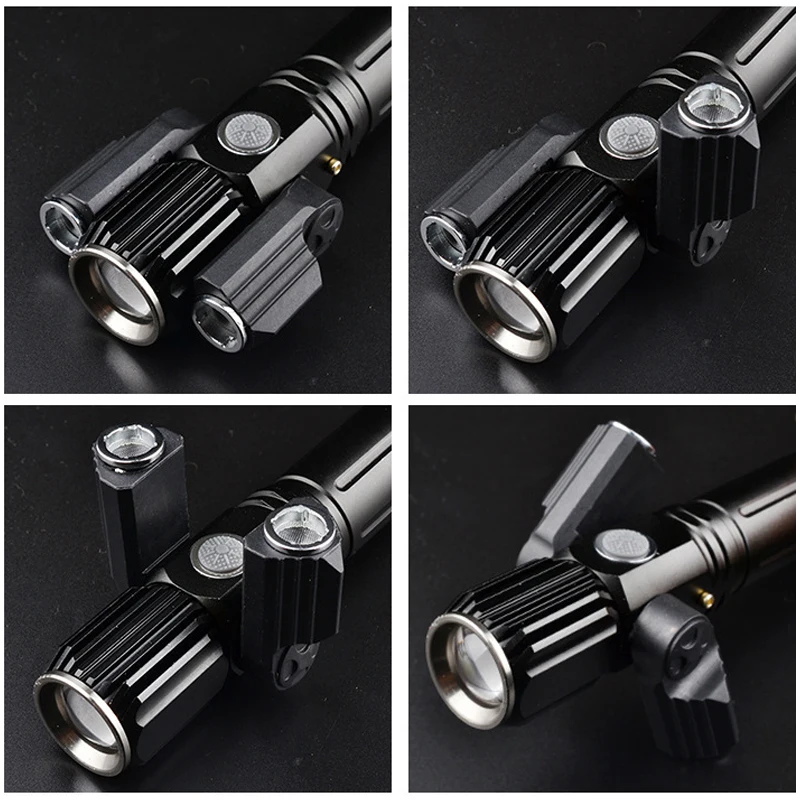 Многофункциональный выдвижной фонарик с тремя головками truch перезаряжаемый от USB