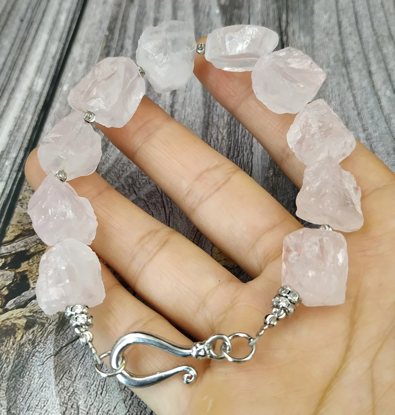 YA4014 Rose Quartzs камень разделитель браслета застежка