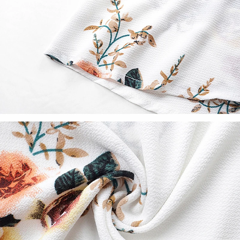 

New Womens Boho Style Floral Print Splits Long Chiffon Dress Ladies Casual Short Sleeve V Neck 2019 Summer Beach Dresses