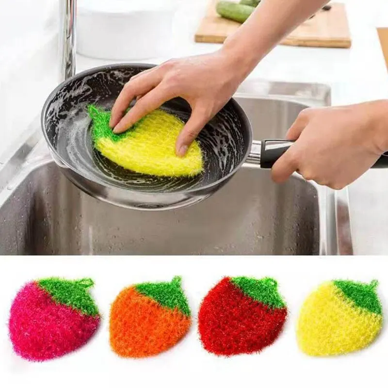 

Acrylic Polyester Silk Dish Cloth Cleaning Cloth Cute Strawberry Wipes Kitchen Towel Cleaning Rag Dishwashing Towels