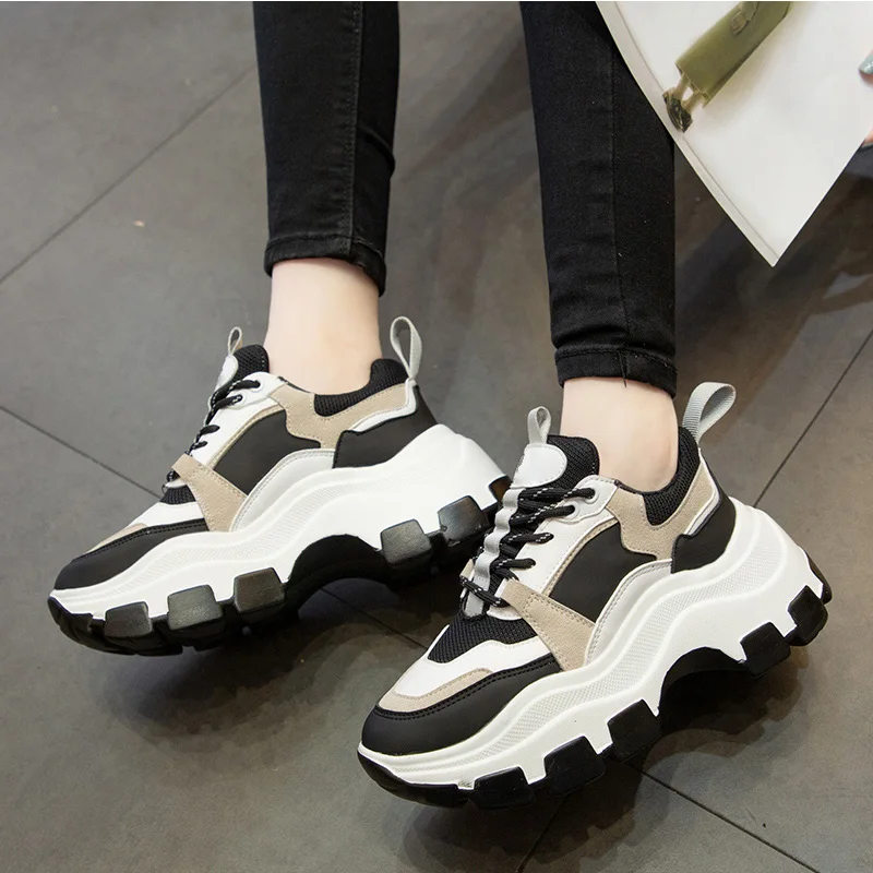 

Women's Chunky Sneakers Thick Bottom Platform Vulcanize Shoes Fashion Breathable Casual Running Shoe for Woman Female AD33