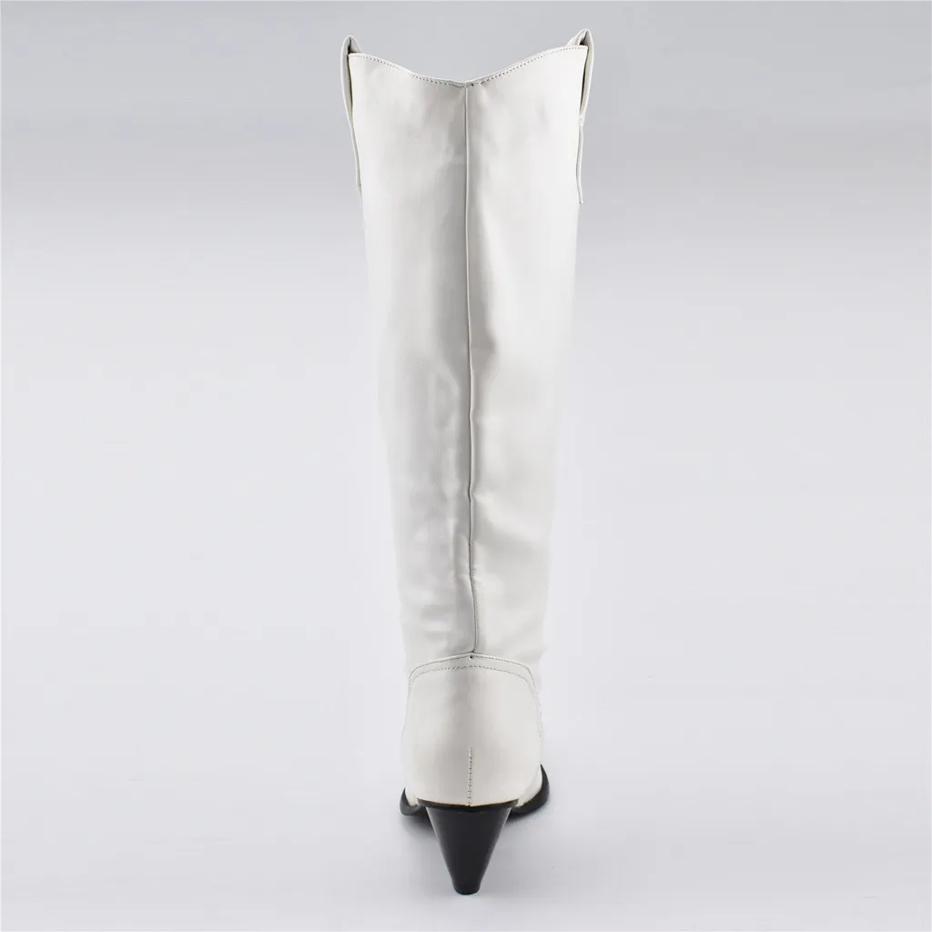 Женские сапоги женские рыцарские на высоком квадратном каблуке модные ботинки