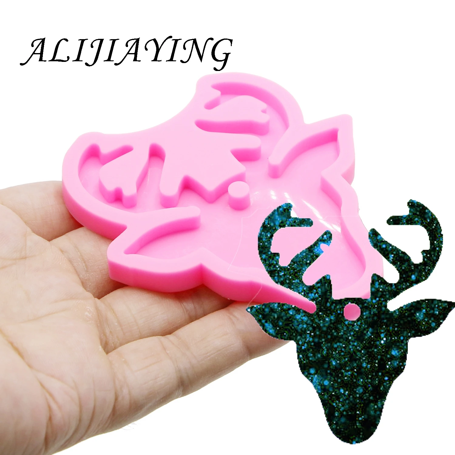 Shiny Christmas deer Molds silicone mould for keychain key ring Pendant Deer head resin Craft DIY epoxy jewelry DY0093 | Дом и сад