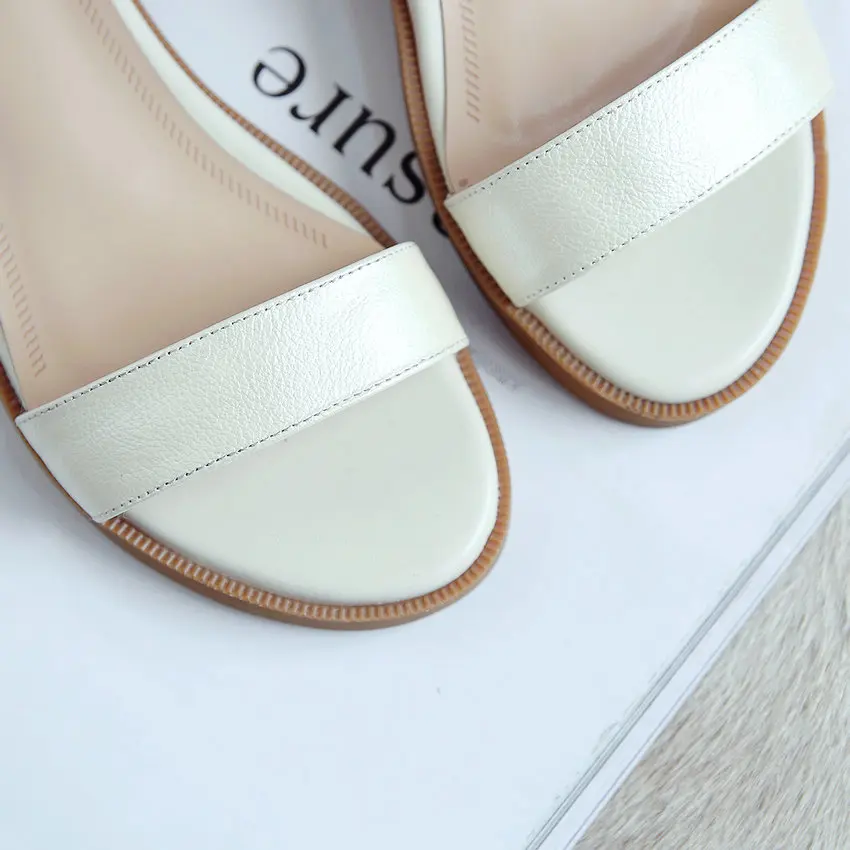 Женские сандалии на платформе QUTAA черные повседневные из бычьей и искусственной