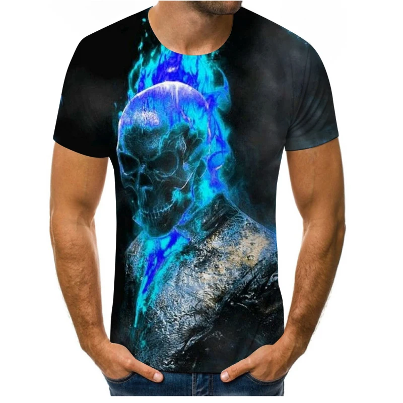 

2021 skull men's t-shirt men's horror 3DT shirt summer fashion top round neck shirt boy clothing size size clothing