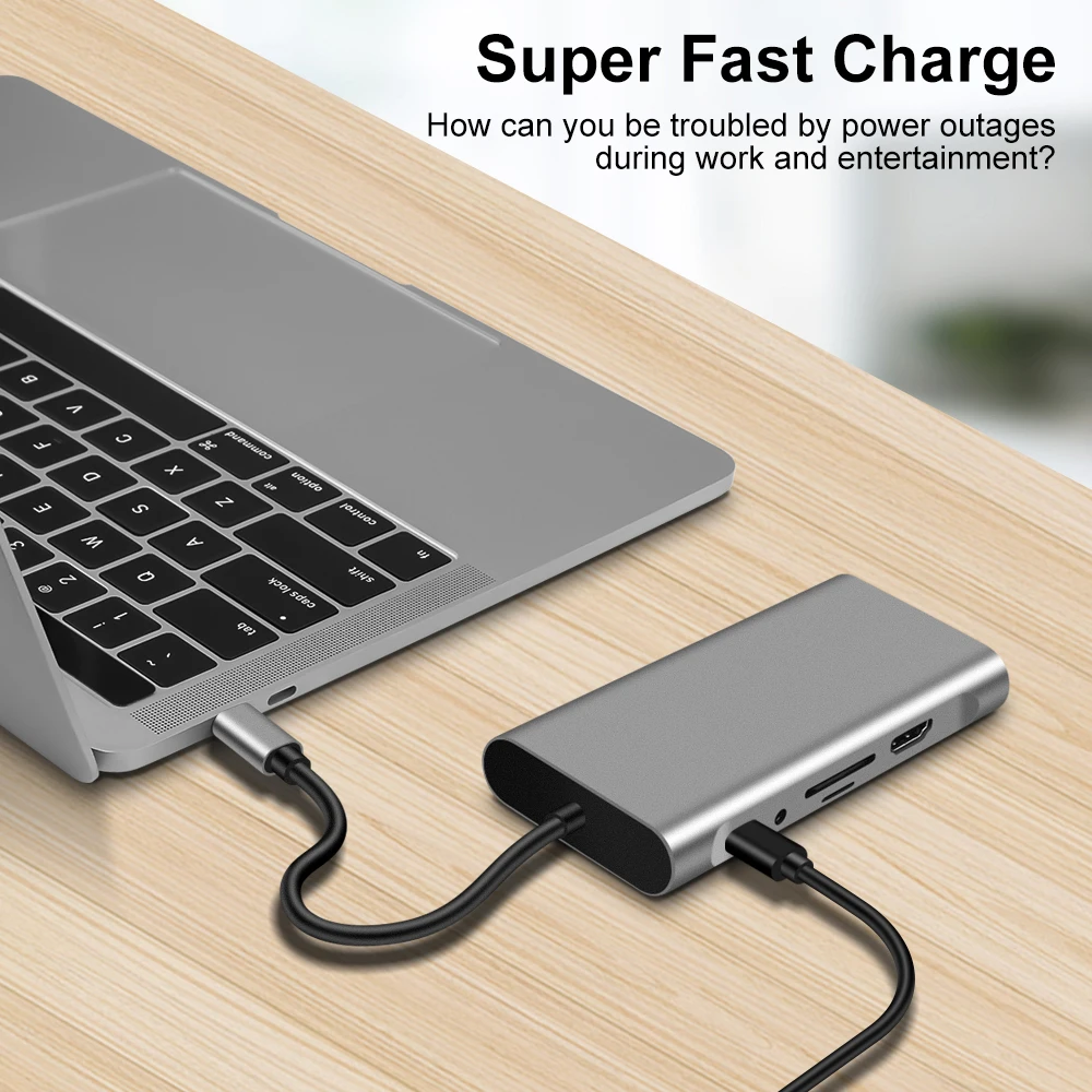 Тип USB C концентратор Type-C совместимому с HDMI 4K VGA RJ45 Lan Ethernet SD TF USB-C 3 0 5 мм Джек аудио