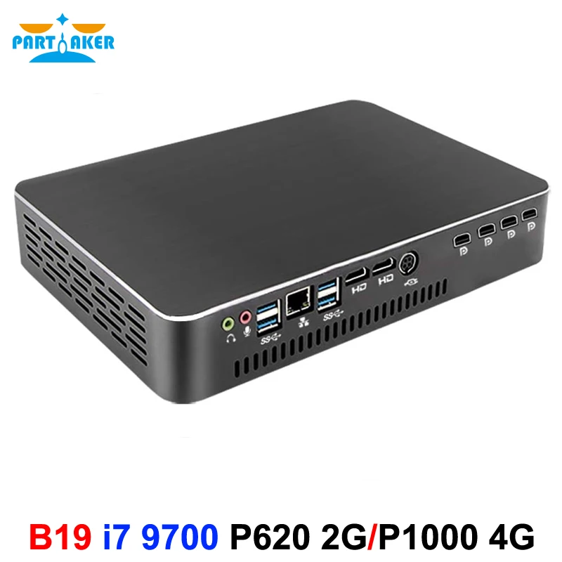 Partaker Mini Desktop PC Computer i7 9700F with T400 2G P1000 4G Dedicated Graphics for Design Video Editing Modeling