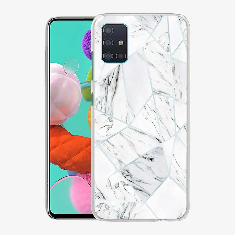 

Phone Case for Samsung Galaxy A51 A71 A50 A21s A31 A20e A10 A70 A30 A40 A41 A11 A20s Hard Original Cover Geometric Marble