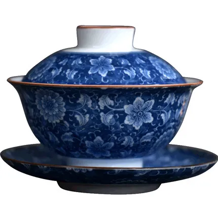 

WIZAMONY Chinese jingdezhen Kung Fu Tea set blue and white gaiwan teapot teacups tea sets porcelain teaware Drinkware