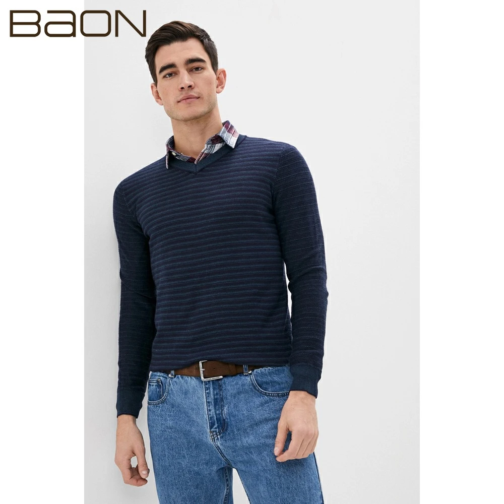 Мужской пуловер с рельефными полосками Baon B639502|Мужские толстовки и свитшоты| |