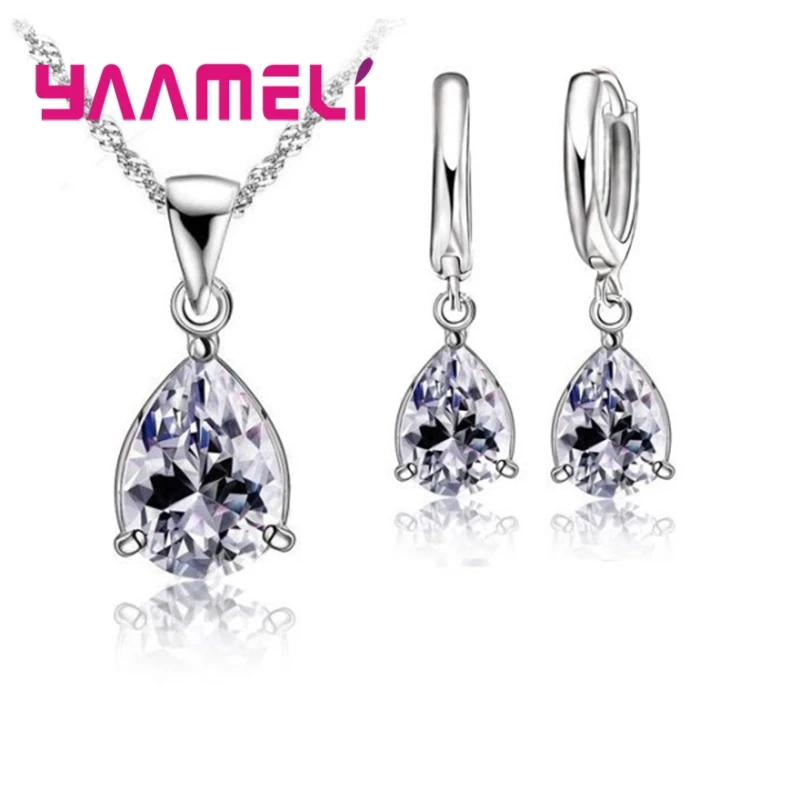 Женский свадебный ювелирный набор очаровательный Кристальный кулон в виде капли