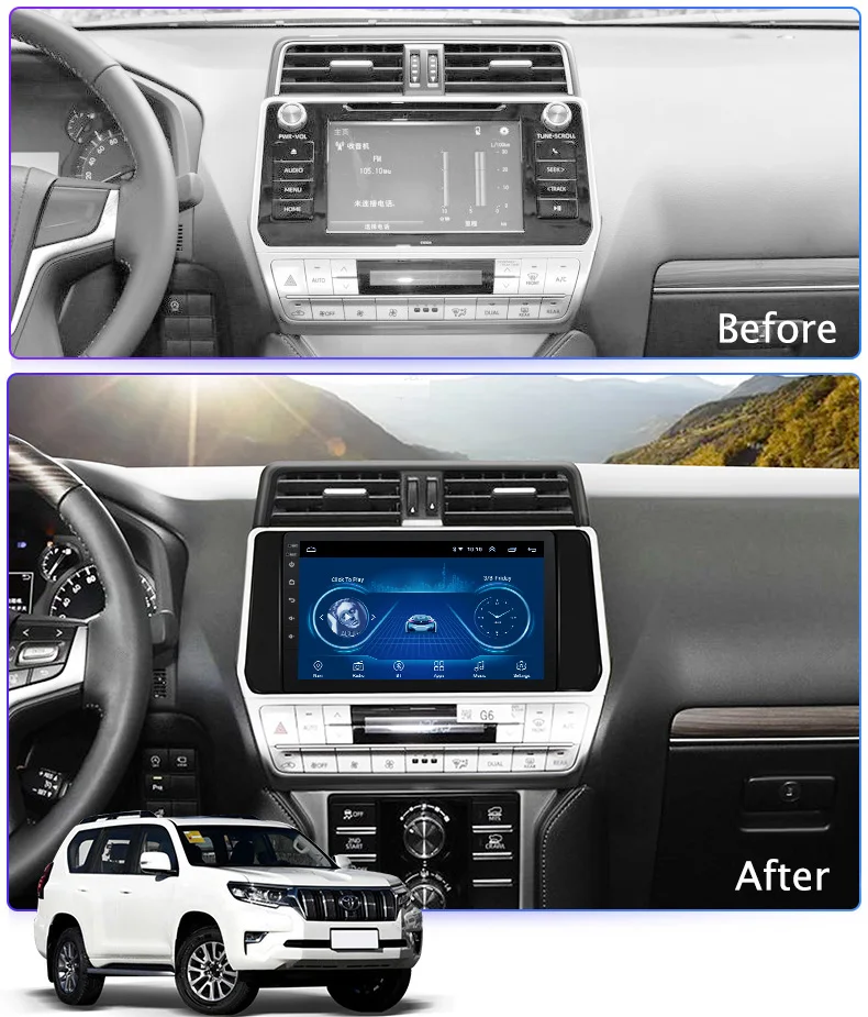 HOT SALE 10.1 inch Android 8.1 2.5D Tempered HD Touchscreen Radio for Toyota Prado 2018 with Bluetooth USB WIFI support SWC | Автомобили и