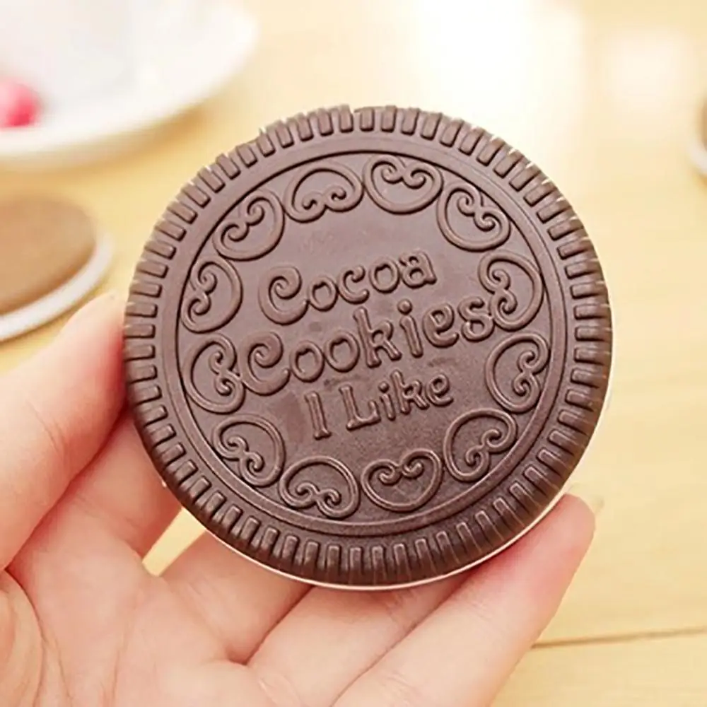 Милое шоколадное сэндвич-зеркало в форме печенья портативное складное круглое
