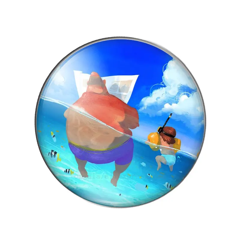 

Cartoon Snorkeling Swiming Sea Fish 10pcs 12mm/14/16/18mm/20mm/25mm Round photo glass cabochon demo flat back Making findings