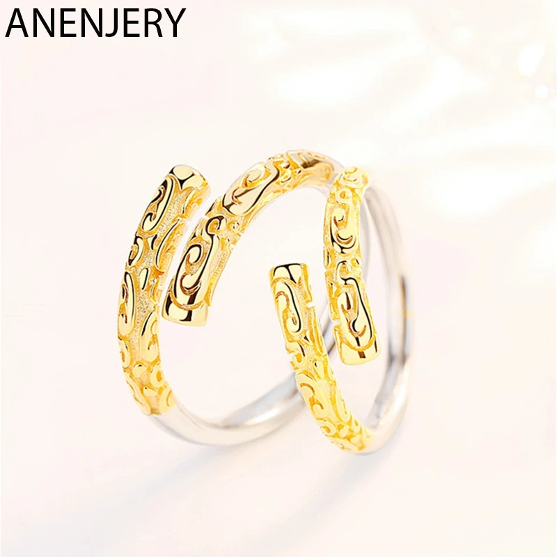 ANENJERY 925 пробы серебряные Простые Кольца для пар мужское и женское эксклюзивное