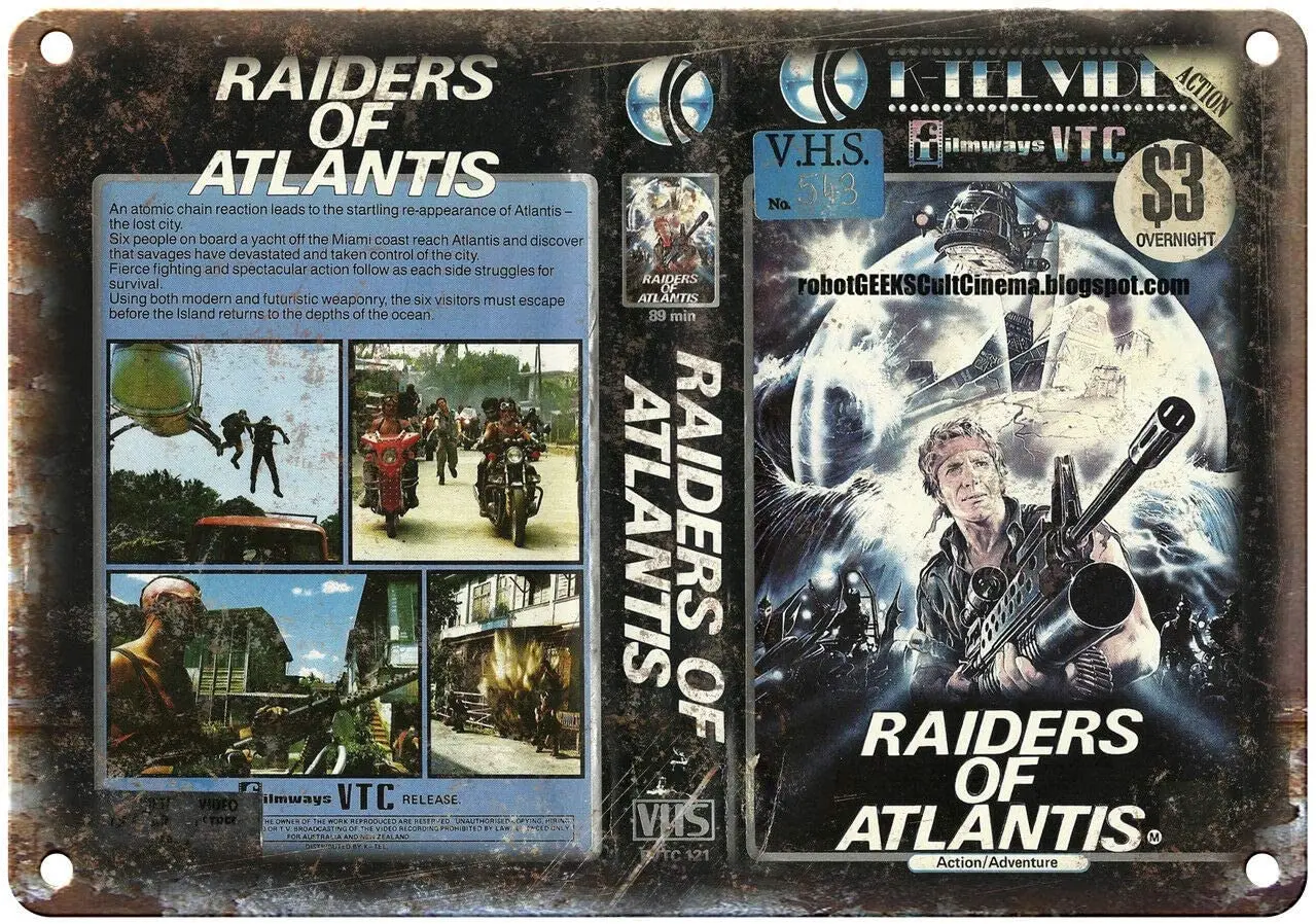 

Raiders of Atlantis Filmways VTC 12x8 Inch Vintage Retro Decor Metal Tin Sign