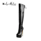 Onlymakerмодные женские сапоги на тонком высоком каблуке; Пикантные Сапоги выше колена на шнуровке и молнии; Размера плюс