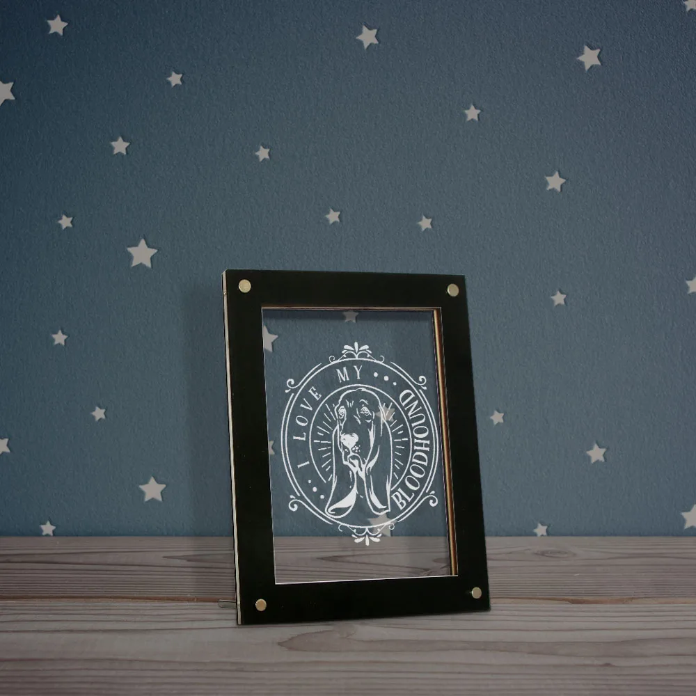 I Love My Bloodhound LED Lighting Frame With Custom Text Personalized Image Saint Hubert Hound Dog Breed Night Light | Дом и сад