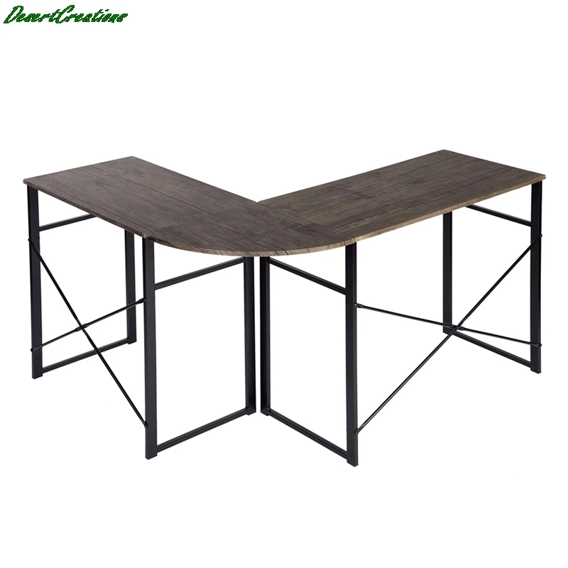 

Computer Office Desk Wood L-Shaped Corner Desk Vintage Oak Color Office Table Computer Desk Table Black Computer Table Study HWC