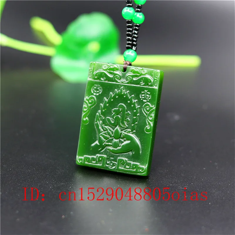 Натуральный зеленый китайский нефритовый Буддизм Лотос кулон ожерелье модное