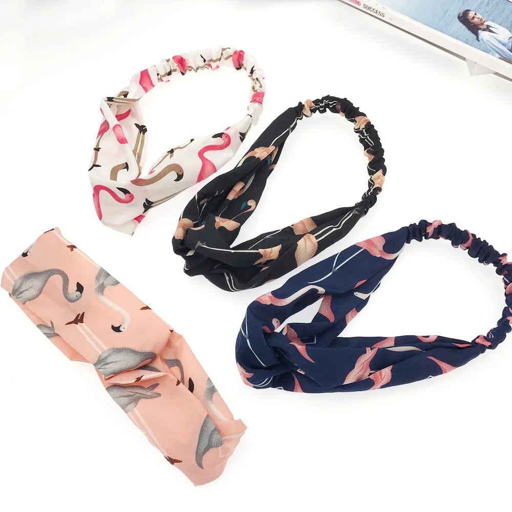 Женская эластичная чалма повязка на голову для волос в полоску с бантом и