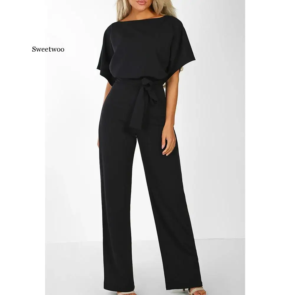 Jumpsuit Rompers Womens Overalls Women Jumpsuits 2020 Streetwear Plus Size Romper Spring Summer Lace-up Short Sleeve