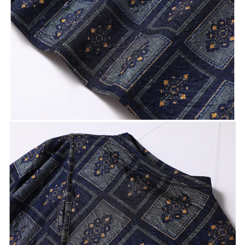 

Spring T-shirts for Women Vintage Long Sleeve Bottoming Shirt Floral Print Ladies Pullover Tops Elastic Jacquard T Shirt Women