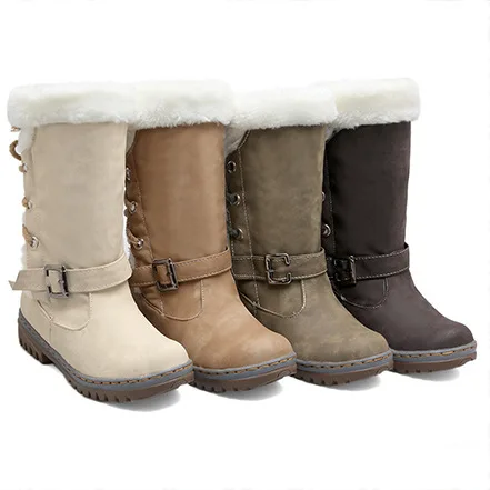 Классические ботинки до середины икры теплые зимние Patform на шнуровке женская