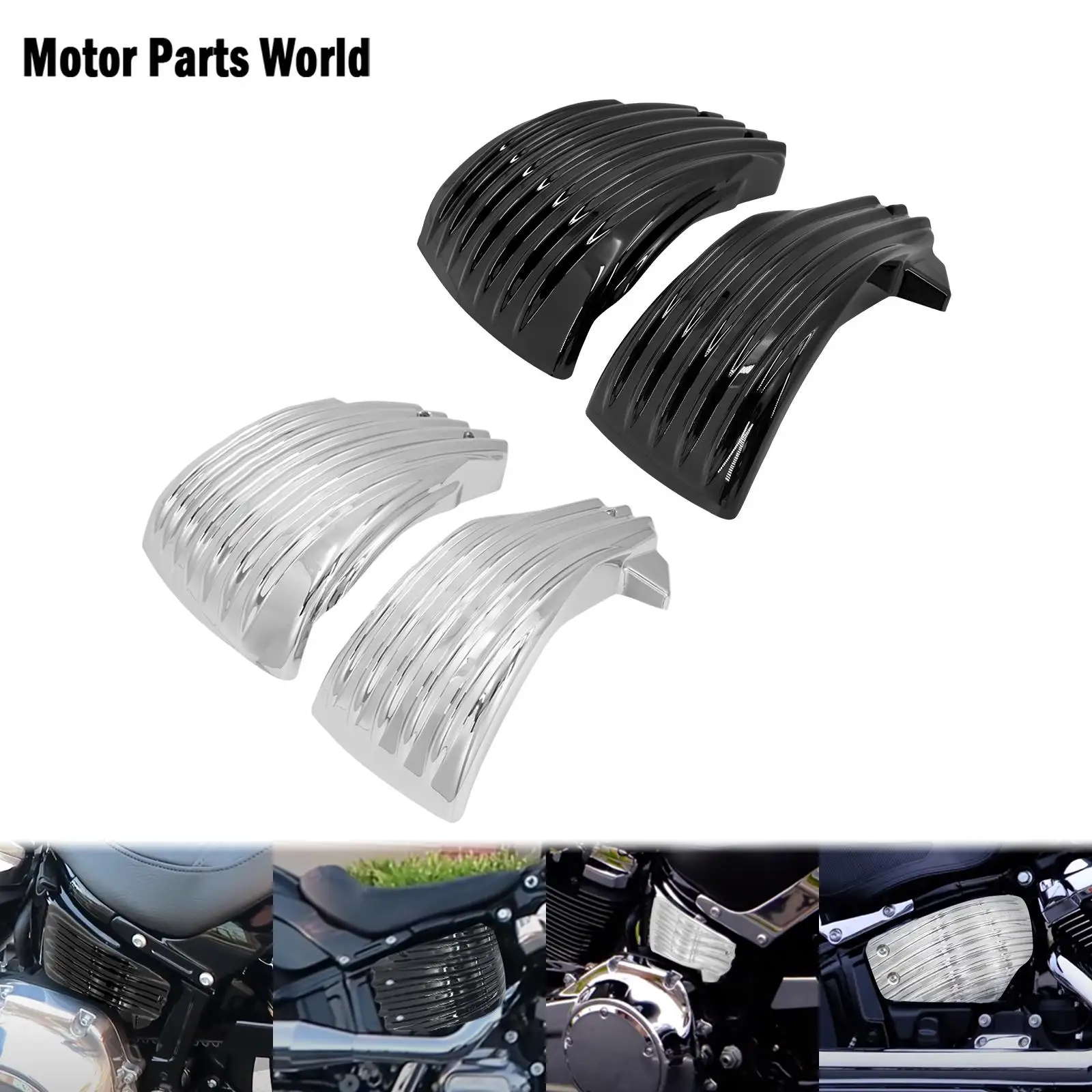 

Мотоциклетные левые и правые боковые крышки батарейного отсека, черные/хромированные, для Harley Softail break Fat Boy Low Rider Slim FLSL FXBRS 2018-2021