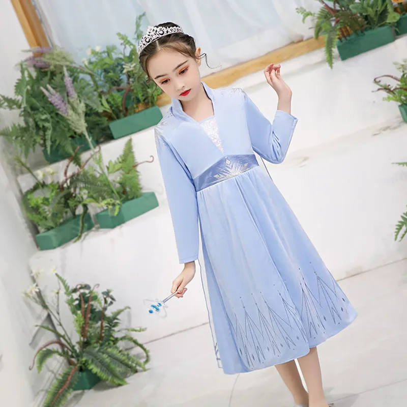 Платье-свитер для девочек с принтом Эльзы Тюлевое платье вырезами на спине и