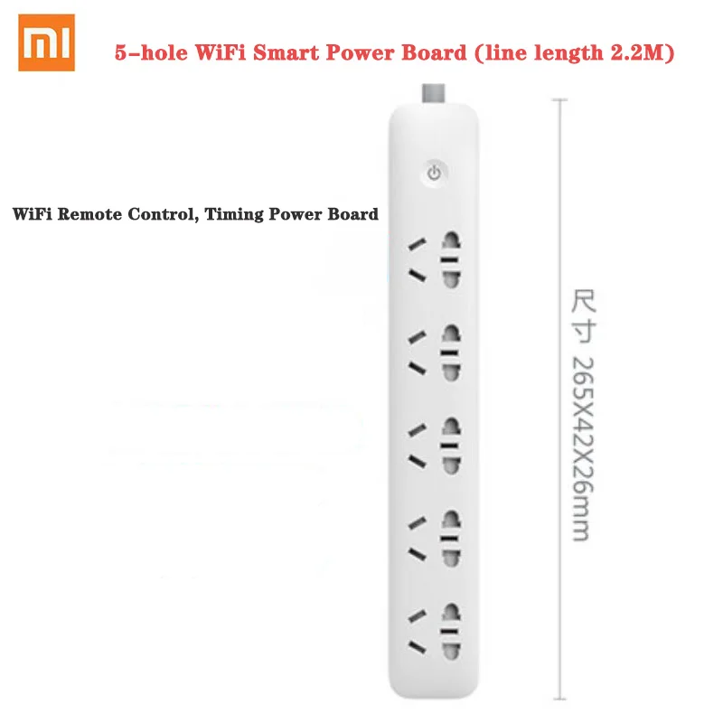 Smart 5 Holes Xiaomi Mi дома wifi интеллектуальная розетка бытовой удлинитель плата питания USB быстрая зарядка 2500 Вт 10A 250 В - Цвет: Smart 5 Holes