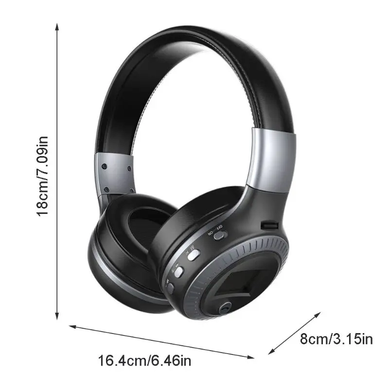 B19 Headphone LCD Display Wireless Music Earphone Stereo BT 5.0 TF MIC FM Radio | Электроника