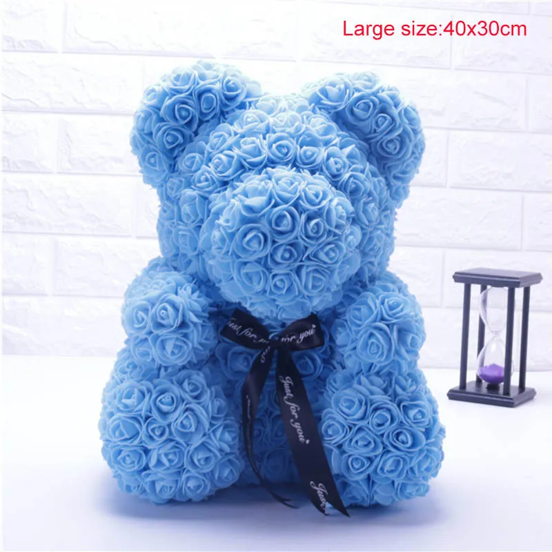 Large blue Искусственные цветы Роза медведь девушка Юбилей Рождество День Святого Валентина подарок на день рождения для украшения свадебной вечеринки - Цвет: Large blue
