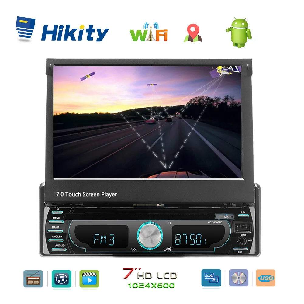 Hikity универсальное Радио 1 Din автомобильный dvd-плеер стерео " Android gps приемник USB SD Bluetooth In-Dash автомобильный Радио мультимедийный плеер